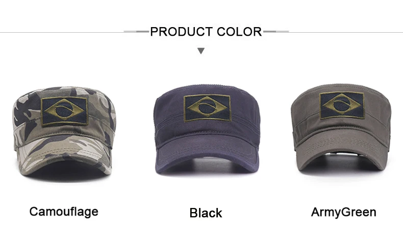 Men Tactical Camo Military Hats Embroidery Brazil Flag Flat Cap Team Male Baseball Caps Army Force Jungle Hunting Cap