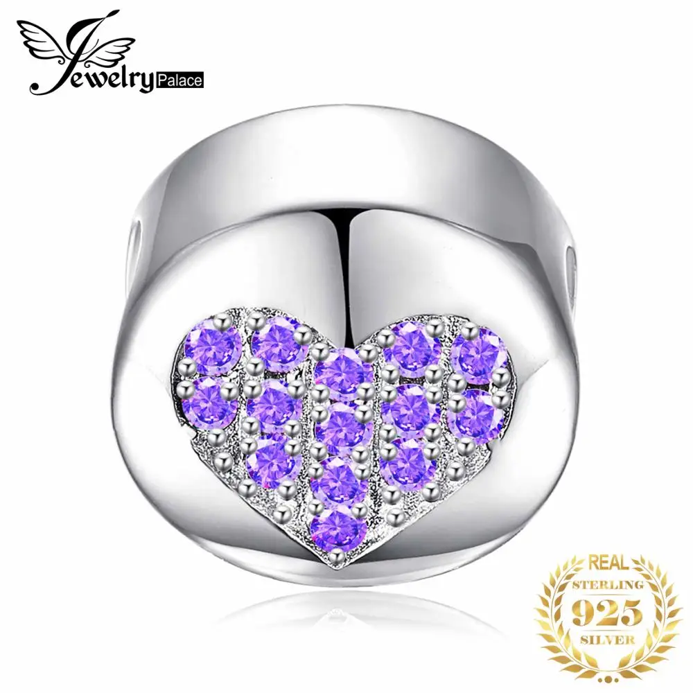 JewelryPalace кубического циркония 925 пробы серебро надежда круглый сердце шарики-брелки Fit Браслеты браслеты Модные украшения
