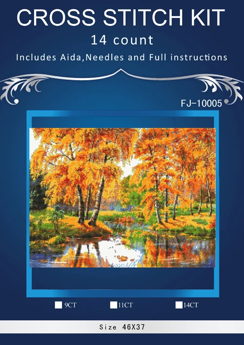 

BOBO Autumn Forest tree 2 cross stitch Higher quality Similar DIY DMC 14CT unprinted Cross stitch,Sets For Embroidery kits