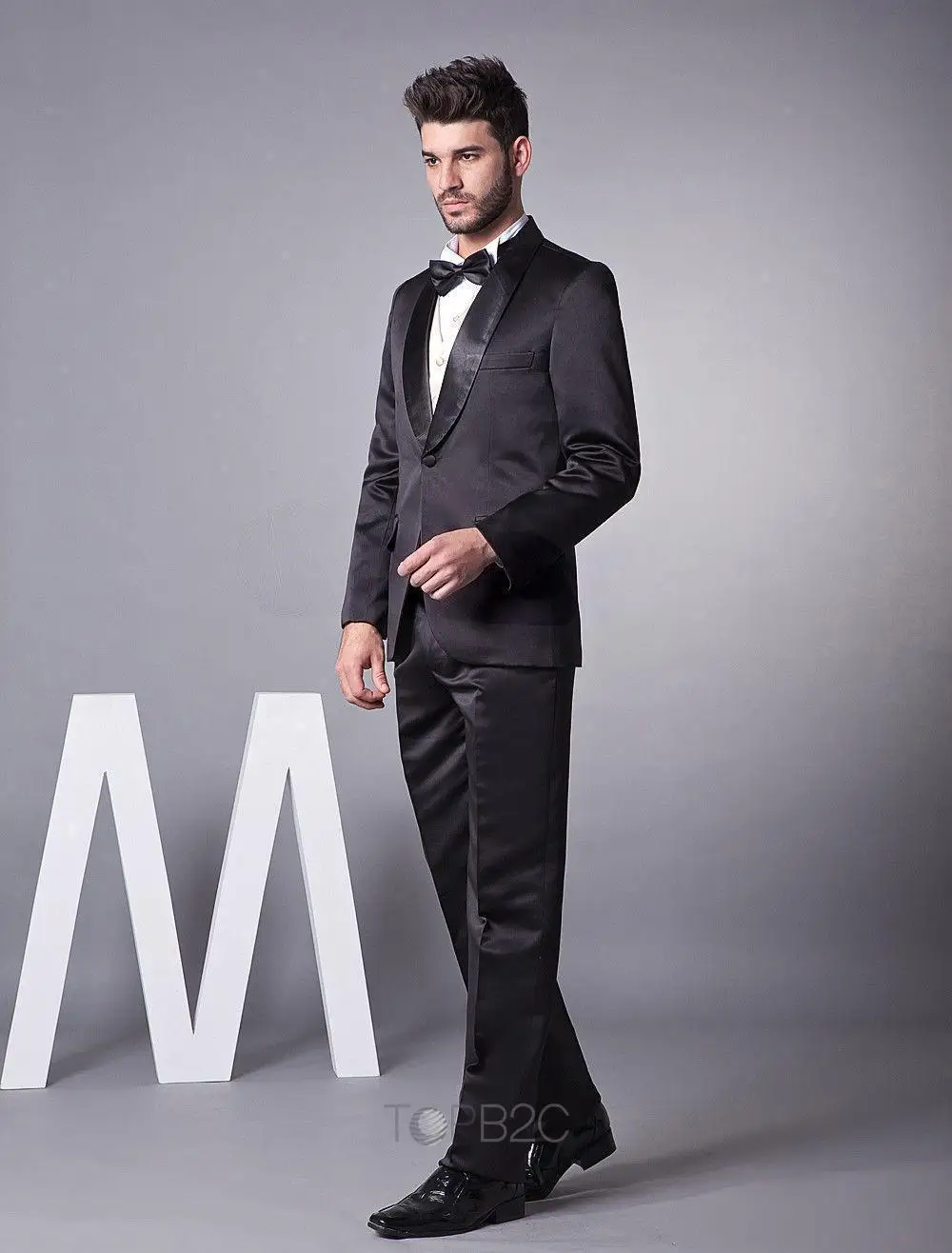 2015 Fashion - Custom made Black Single Breasted Button Groom Wedding Tuxedo with vest slim wedding suits for men groom sui | Мужская