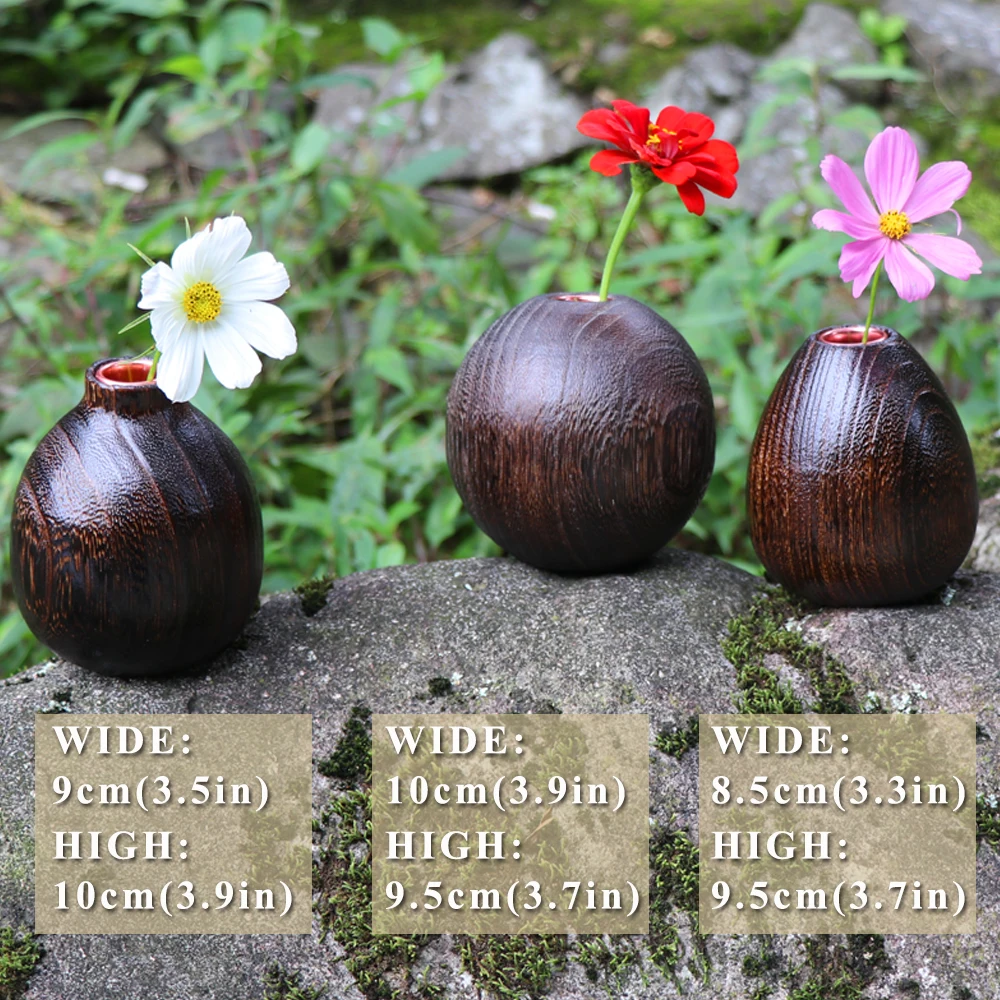 Японская ваза для цветов из цельного дерева декоративные вазы гостиной стола