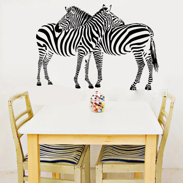 Настенная наклейка с изображением двух зебр художественный декор для гостиной