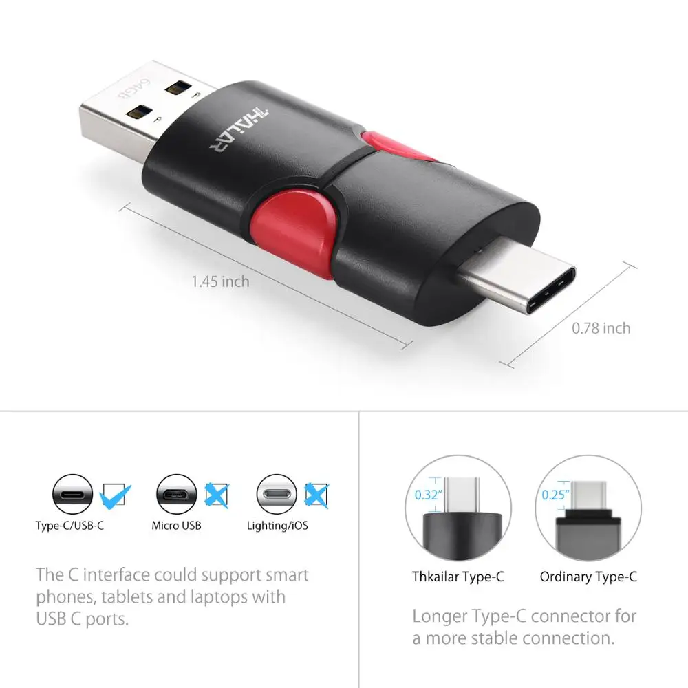 THKAILAR USB 3 0 флеш накопитель type C OTG 256 ГБ 128 Гб 64 32 высокоскоростной Флэш Диск 16