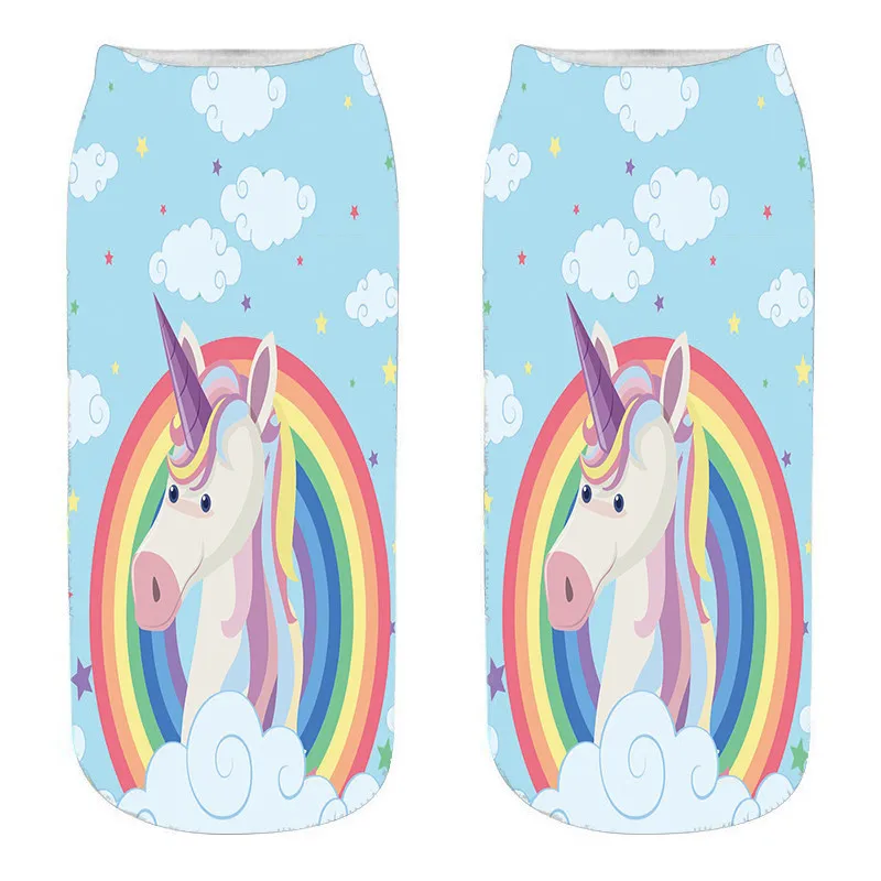 27 RUBU Harajuku 3D принт носки с единорогами женские короткие носки смешной хлопок Femme kawaii Meias женские короткие носки 7VB172 - Цвет: 27