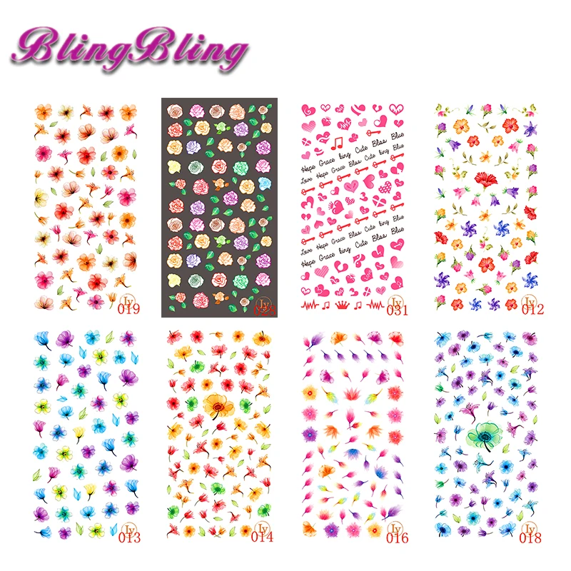 Ультратонкая клеющаяся новый дизайн ногтей 2018 наклейки 3D красочный цветок DIY