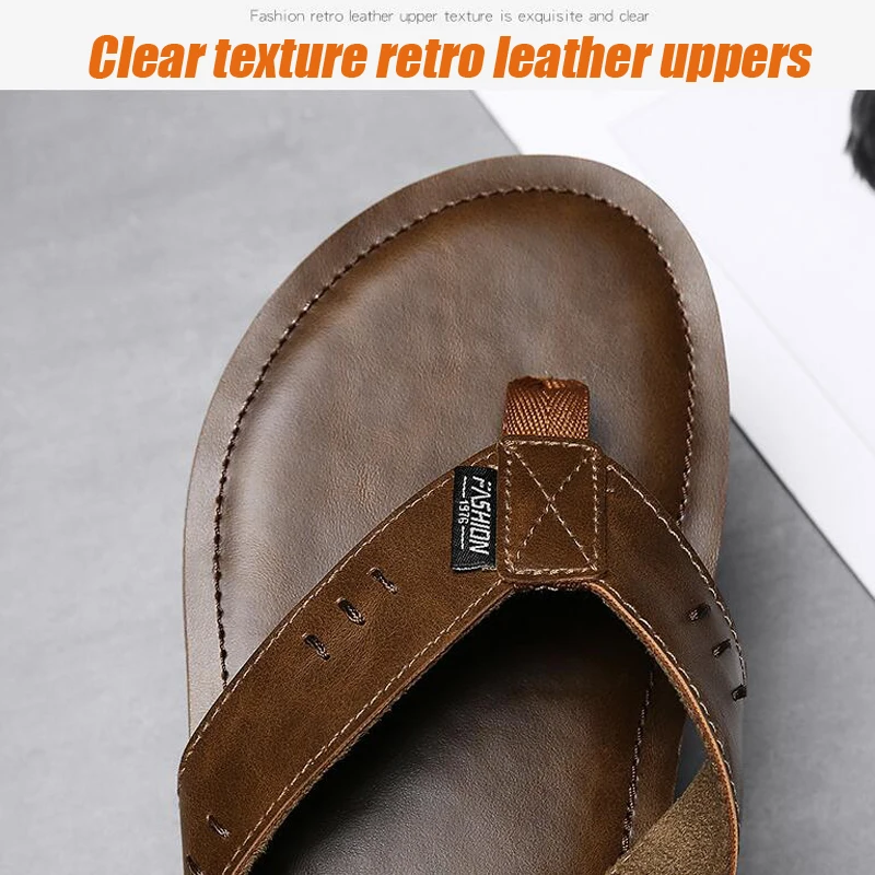 ZFTL/Новинка мужские вьетнамки Мужские Пляжные шлепанцы Летние кожаные