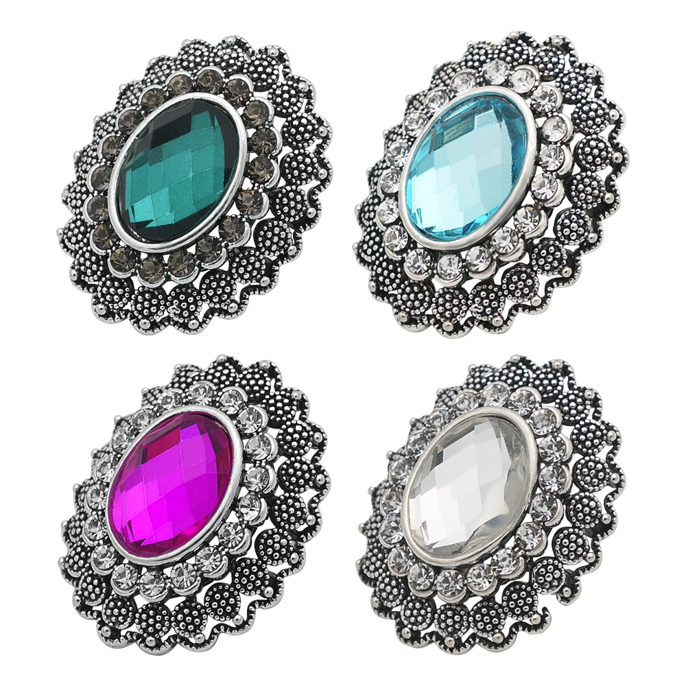 

KZ1417 New Beauty Vintage Oval Rhinestone pattern 30mm snap buttons big style fit DIY 18mm snap jewelry fittings wholesale