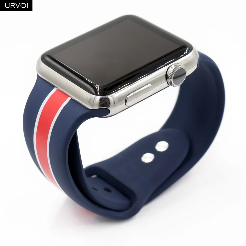 URVOI спортивный ремешок для Apple Watch series 5 4 3 2 1 силиконовый ремешок для iWatch Красочный мягкий Сменный адаптер AW 38 40 42 44 мм