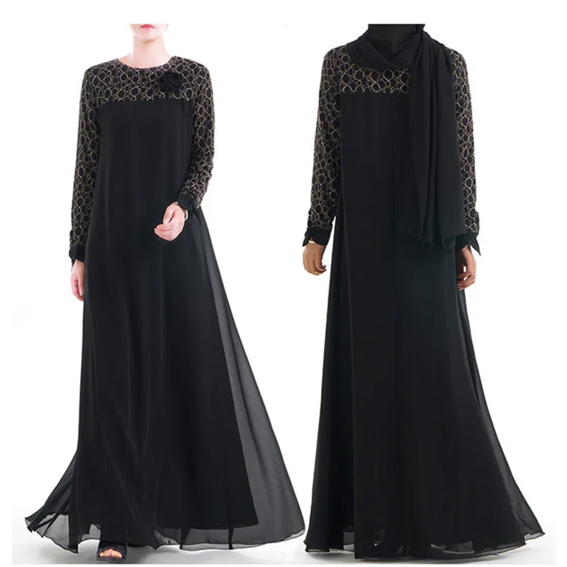 Мусульманский хиджаб с цветочным кружевом и бантом Абая накидка из Дубая