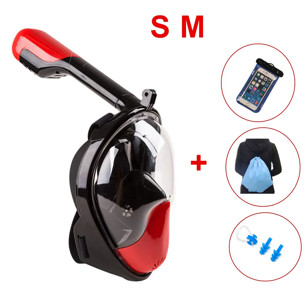 Red SET S M Маска для дайвинга, маска для подводного плавания, анти-туман, маска для подводного плавания, для женщин, мужчин, детей, для плавания, для дайвинга, снаряжение для мужчин - Цвет: Red SET S M