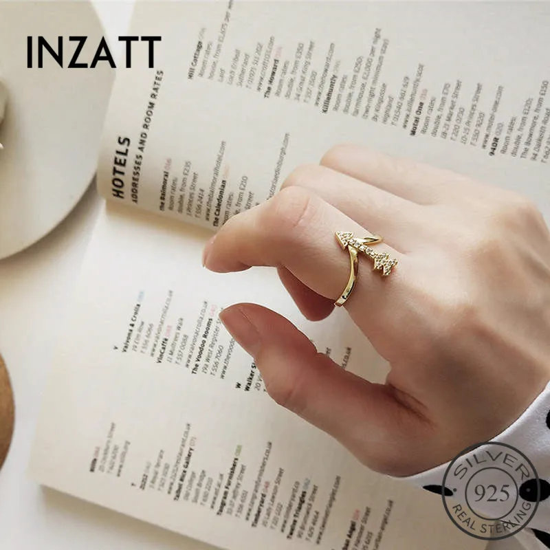 

INZATT Real 925 Sterling Silver Minimalist Zircon Arrow Ring for Fashion Women Fine Jewelry Trendy 2019 Accessories Gift INS
