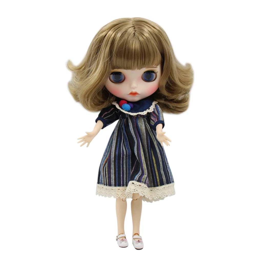 Кукла Blyth ICY DBS с белой кожей для суставов короткие коричневые волосы резные губы