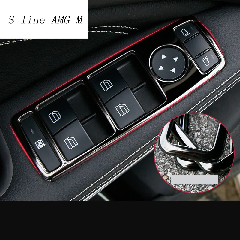 Стайлинг автомобиля панель для подлокотника Sitcker trim кнопки подъема стекла Mercedes