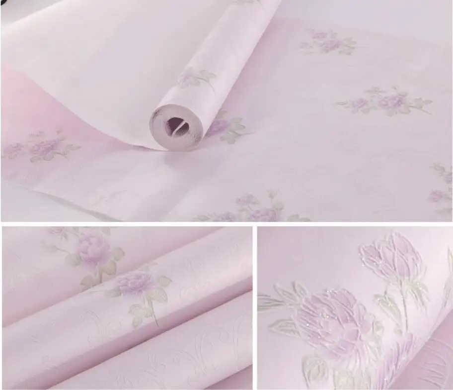 A purple Beibehang papel де parede 3D кремовый синий розовый цветочный настенное покрытие обои для гостиной домашний декор ТВ фон - Цвет: A purple