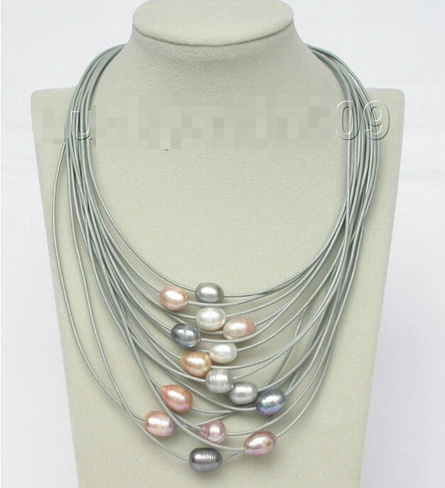 Бесплатная доставка &gt&gt&gt&gt 15 рядов 14 мм фиолетовые серые розовые белые жемчужины
