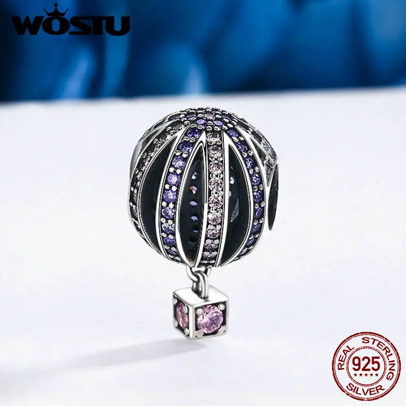 WOSTU,, 925 пробы, серебряный, Романтический, воздушный шар, бусины, подходят к оригиналу, WST, браслет, ожерелье, ювелирное изделие, CQC352