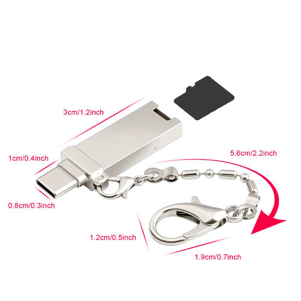 Kebidumei брелок Type C Micro USB OTG кардридер Мини карманный адаптер для карт памяти с