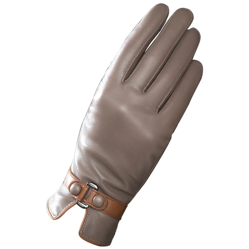 Women Touch Screen Genuine Leather Gloves Ladies Winter Warm Plus Velvet Thickened Mittens Female Casual Fashion Hand Muff H3221