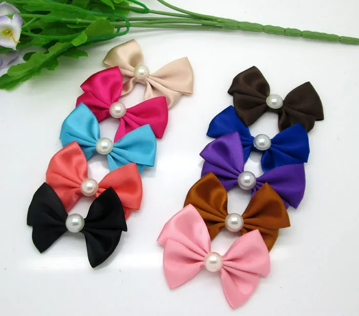 30pcs Mixed Baby Satin Ribbon Pearl Bowknot Hair Clips Applique DIY Craft Wedding Bow Tie Scrapbooking Decoration | Дом и сад