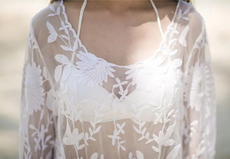 Лето 2016 Женщин Сексуальный Пляж Бикини Белый Кружева Цветок Купальники Плюс