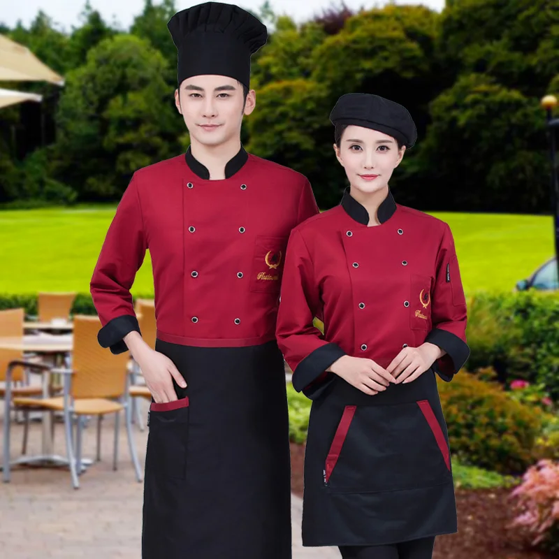 Мужская форма шеф-повара для взрослых отеля кухни кафетерии с длинным рукавом