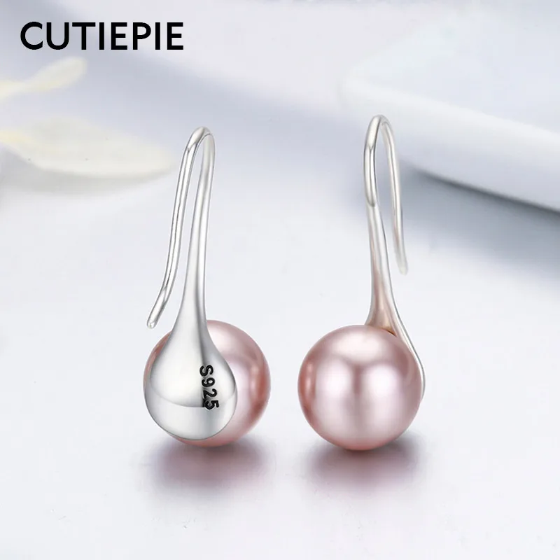 CUTIEPIE Новые Настоящее серебро 925 проба розовые прозрачные круглые жемчужные
