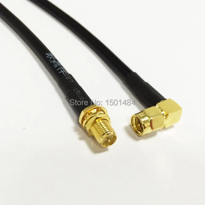 10pcs New  RP SMA  Female jack  Switch  SMA male plug Right Angle  Convertor pigtail cable RG58 Wholesale  50CM 20