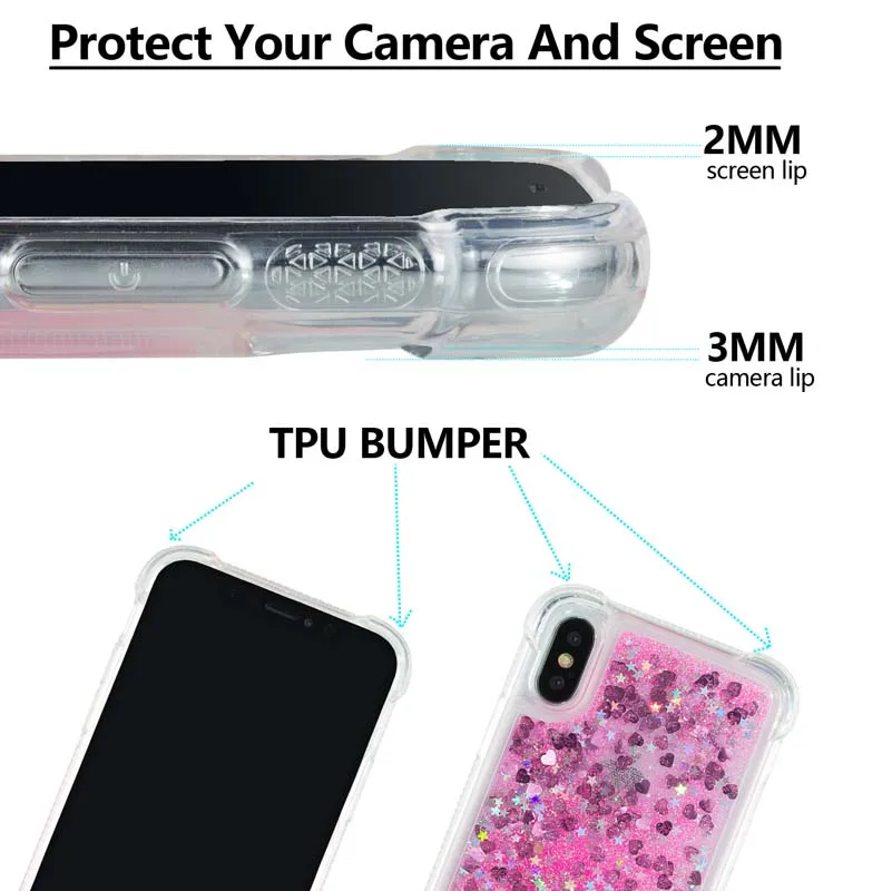 New Love Heart Glitter Dynamic Liquid Quicksand Anti-fall phone Case For Apple iPhone 5 5S 6 6S 7 8 Plus X XS Max XR Cover |