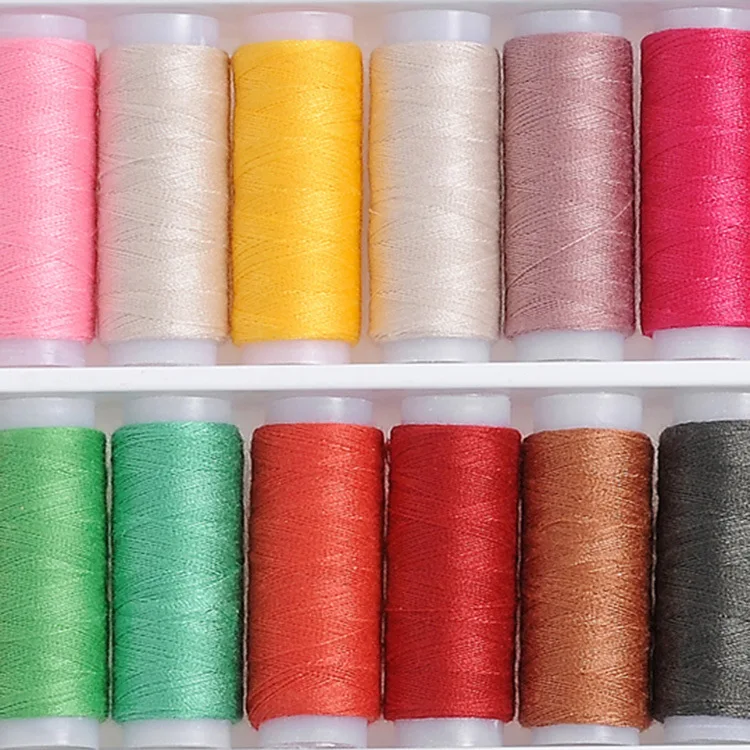 Цветные 200 ярдов DIY Швейные нитки из полиэстера набор прочных и прочных швейных нитей для ручных машин Швейные аксессуары