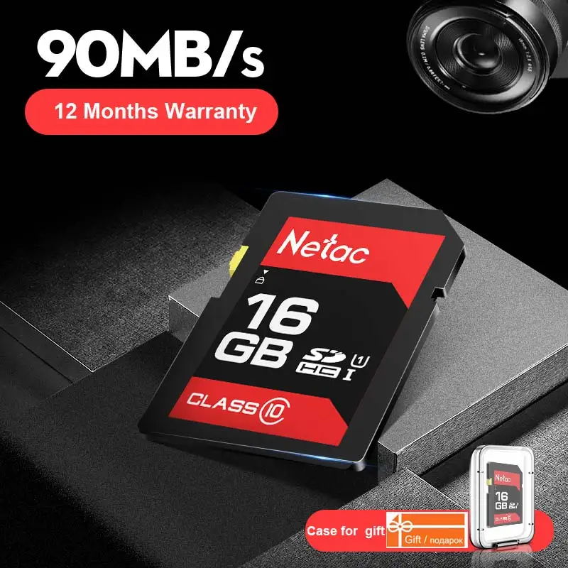Netac SD карты 16 ГБ Памяти высокоскоростная карта до 90 МБ/с./с. Full HD 4 к DJ музыка