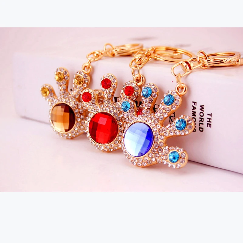 Pro Acme Personalise Full Crystal Hand Round Keychain for Women Rhinestone Bag Pendant Purse Key Chains llaveros PWK0716 | Украшения и