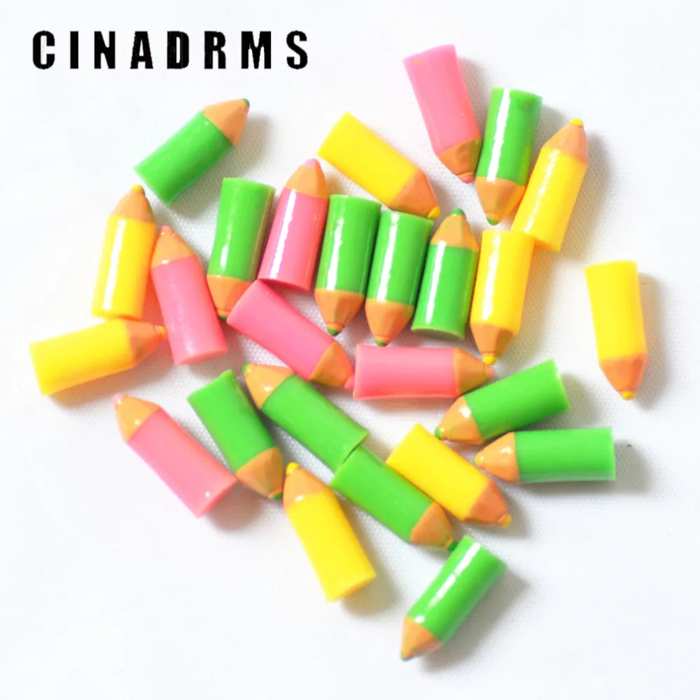 6*18 мм смолы красочный карандаш миниатюрный обратно в школу embelishments D.I.Y flatback