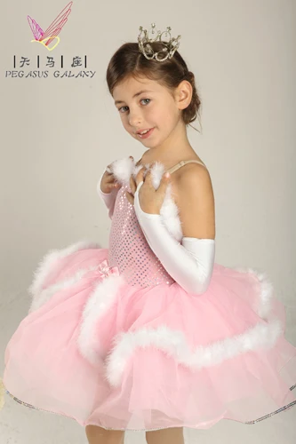 Розовое балетное платье с блестками для девочек перьевой костюм балета в виде