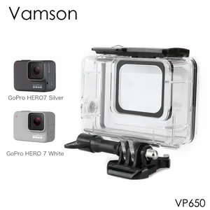 Водонепроницаемый чехол Vamson для Go pro Hero 7, серебристыйбелый защитный чехол для дайвинга, крепление на корпус, аксессуар для камеры 60 м, VP650