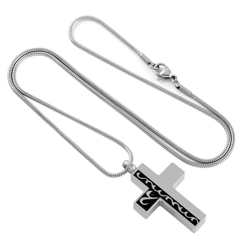 

XWJ8095 Human Ashes Container Funeral Urn Cremation Casket Free Funnel Stainless Steel Memorial Cross Pendant Necklace Jewelry