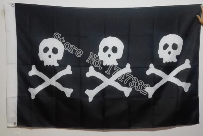 

3 черепа пиратский флаг горячие продажи товары 3x5 футов 150x90 см Баннер латунные металлические отверстия