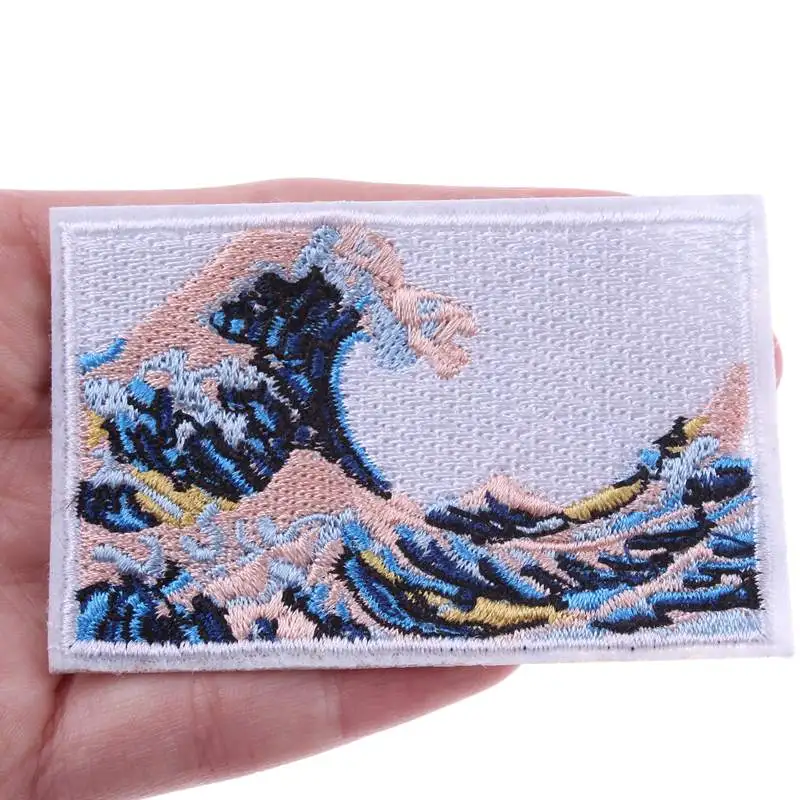 Prajna The Great Wave Off Kanagawa аппликация нашивки значки Вышивка Железо на заплатах для