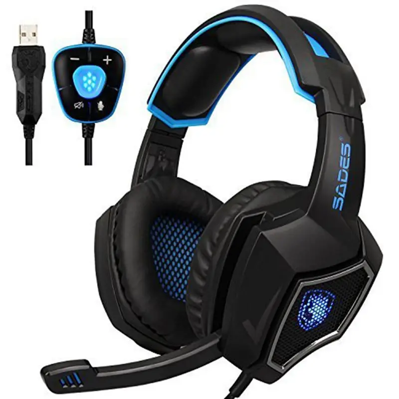 Игровая гарнитура SADES Spirit Wolf USB 7 1 Surround Sound проводные наушники с микрофоном