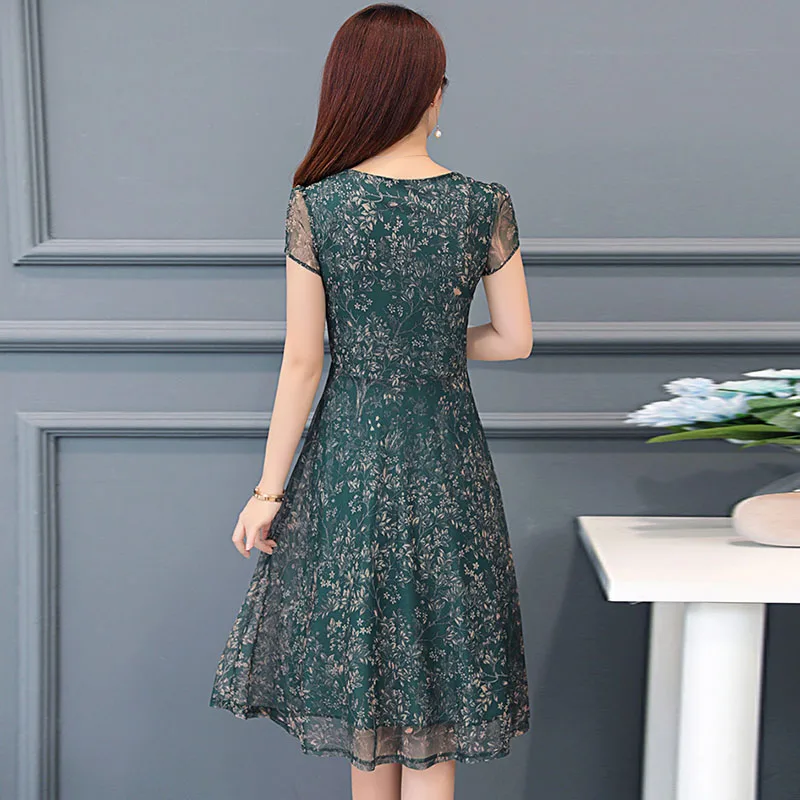 

2019 Summer Dress Women Short sleeve Elegant Lace Dress Ladies Office Dress Women Plus Size Robe Femme Sexy dress Vestidos