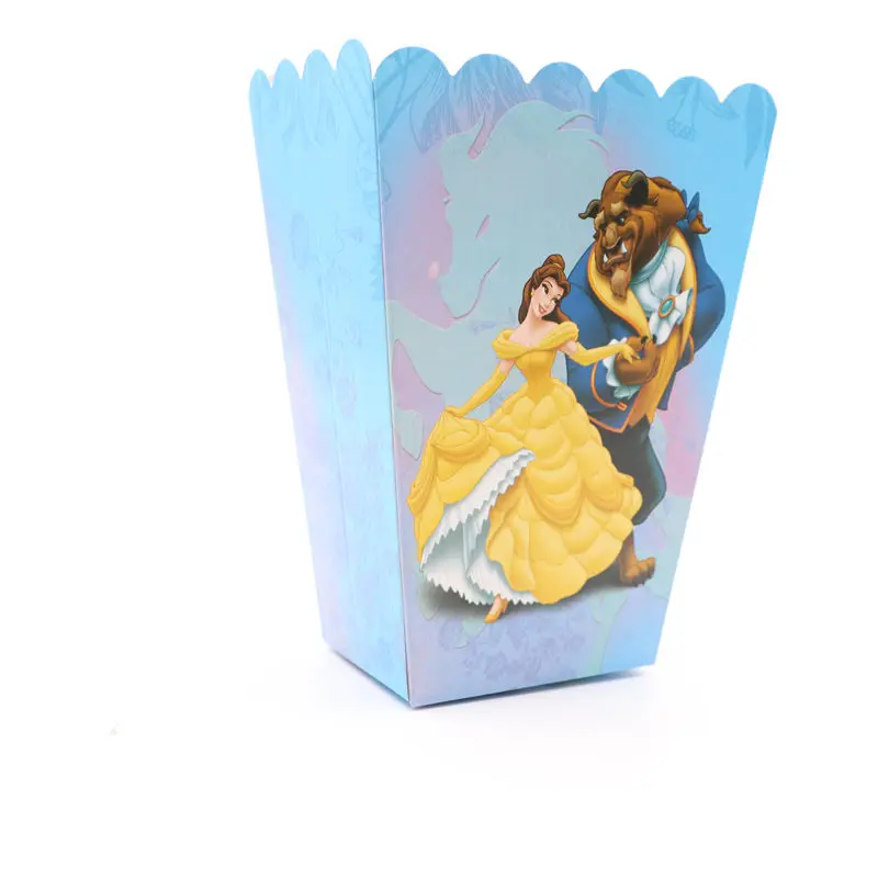 Popcorn box 6pcs Красавица и Чудовище День Рождения вечерние украшения Дети Девушка Вечерние одноразовые Посуда Набор принадлежностей салфетки под чашки пользу - Цвет: Popcorn box 6pcs