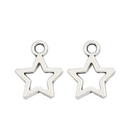 jakongo antique silver plated hollow star charms pendants for jewelry findings accessories making bracelet diy 12x9mm