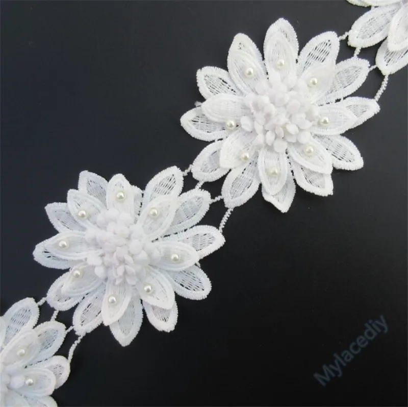 10x винтажная жемчужная большая Цветочная вышитая кружевная лента для аппликации