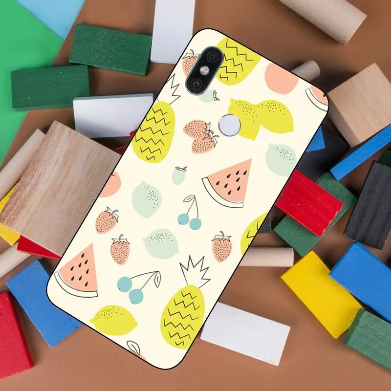 Фруктовый ананас банан арбуз черный мягкий чехол для телефона Xiaomi MI8 6 Note2 Note3 Redmi