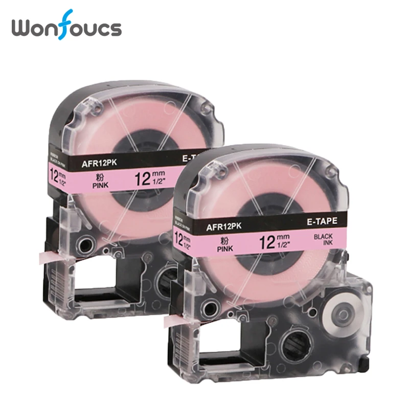 2pcs Compatible Epson Label Tapes LK-4LBK SFR12PK 12mm Black On Pink Ribbon For LabelWorks LW-300 LW-600P LW-700 Gift Decoration - купить по