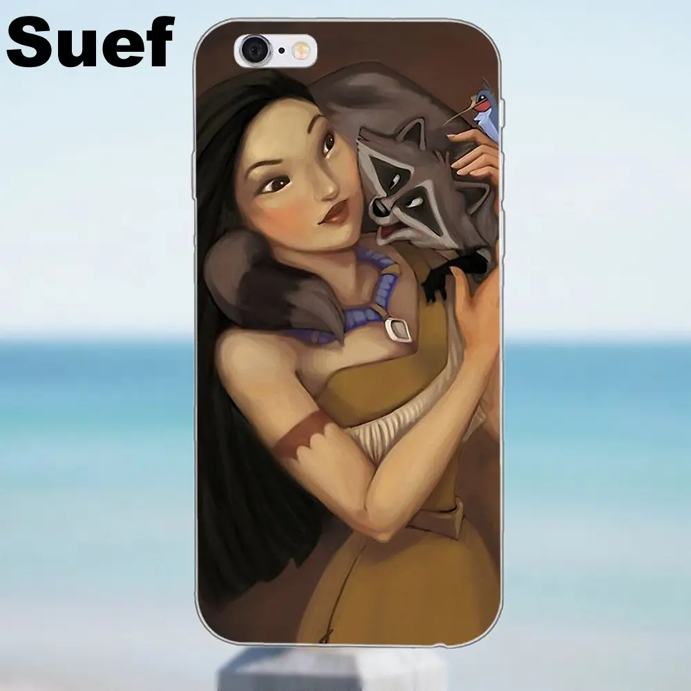 Suef Pocahontas арт роскошный мягкий ТПУ чехол для iPhone X 4 4S 5 5S 5C SE 6 6S 7 8 Plus Samsung Galaxy A3 A5 J1 J3 J5