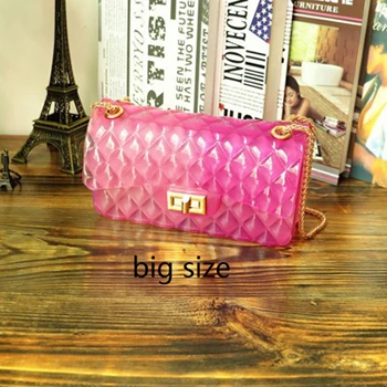 two pink bigger Clear Colorful Transparent jelly Bag Gradient Candy Color Crossbody Bags Designed Ladies Shoulder Chain Messenger Bag - Цвет: two pink bigger