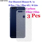 3 шт.лот, для Huawei Honor 8 9 Lite Pro V9 Play 6X 3D, нескользящая задняя пленка из углеродного волокна