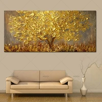 large palette 3d painting hand painted knife gold tree oil painting on canvas modern abstract wall art pictures for living room