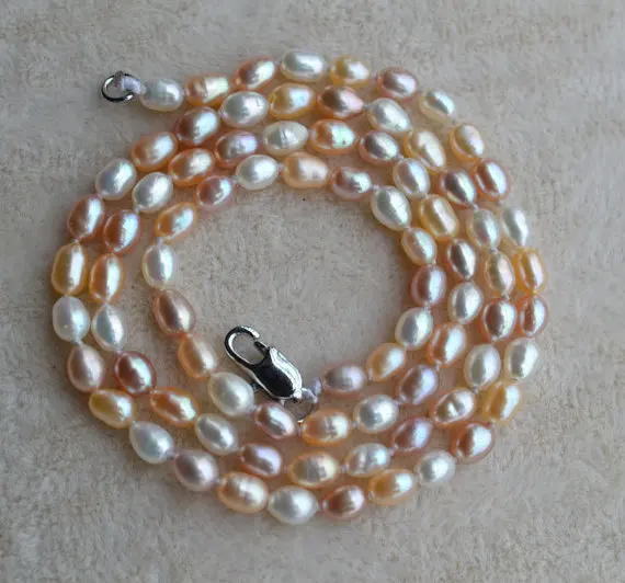 

100% Real Pearl Necklace,Small Size 3-4MM White Pink Purple Natural Freshwater Pearl Necklace,FLower Girl's Gift Fashion Jewelry