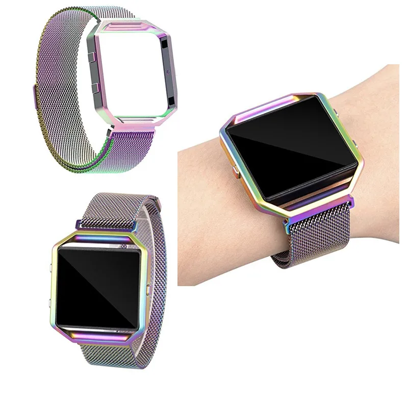 Ashei ремешки для fitbit Блейз полос Milanese Loop ремешок замена сетка ремень с металлической Рамки для fitbit Blaze